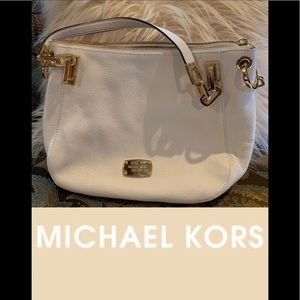 NEW Auth. Michael Kors Brooke Chain White Tote Bag